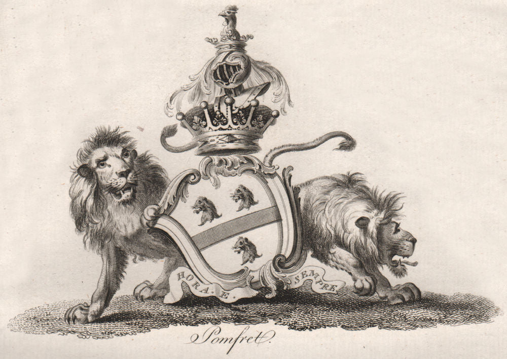 POMFRET. Coat of Arms. Heraldry 1790 old antique vintage print picture